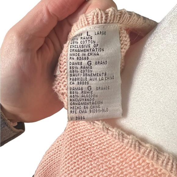 Vintage Knit Soft Pink Sweater L Cotton - Picture 5 of 8